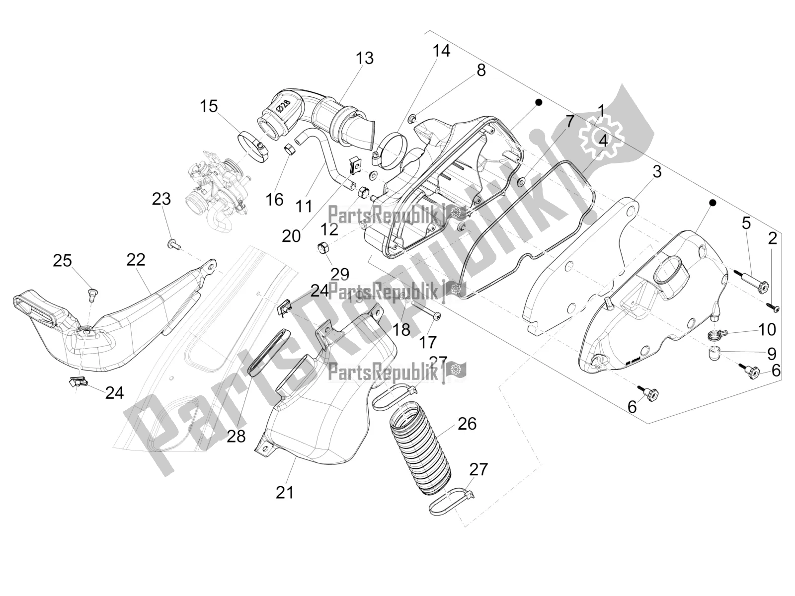 Todas las partes para Filtro De Aire de Vespa Primavera 150 IE 3V 2016