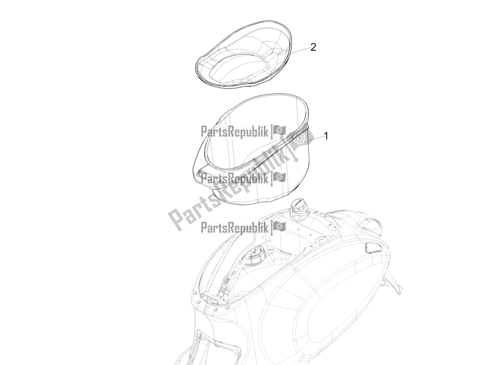 Tutte le parti per il Alloggiamento Casco - Sotto La Sella del Vespa Primavera 150 IE 3V 2016