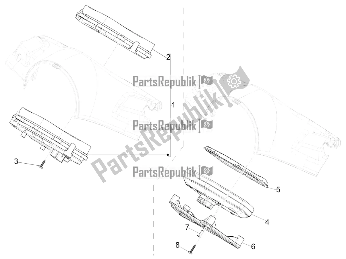 Tutte le parti per il Combinazione Metro - Cruscotto del Vespa Primavera 150 Iget 2016