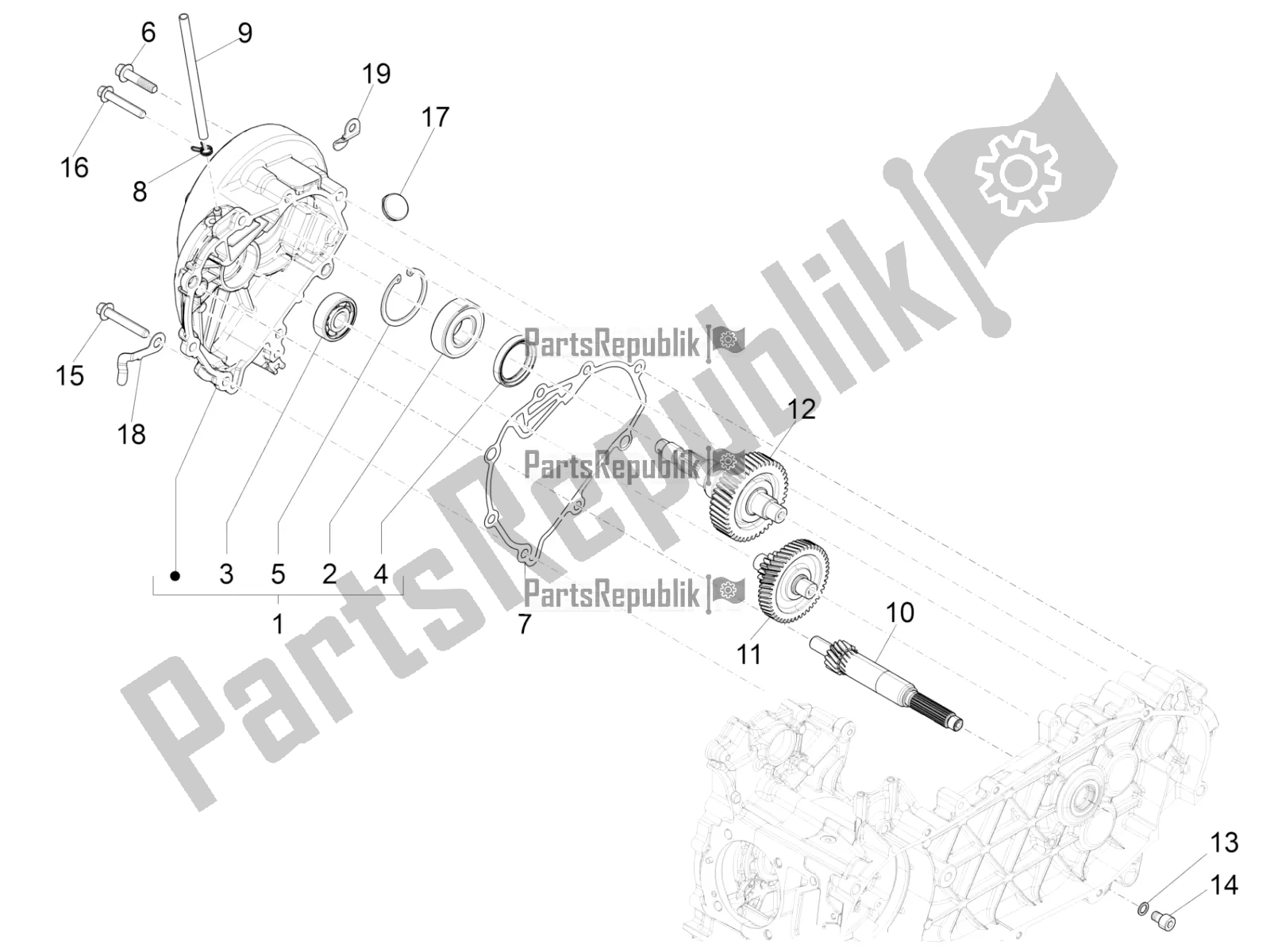 All parts for the Reduction Unit of the Vespa Primavera 150 Iget 2016