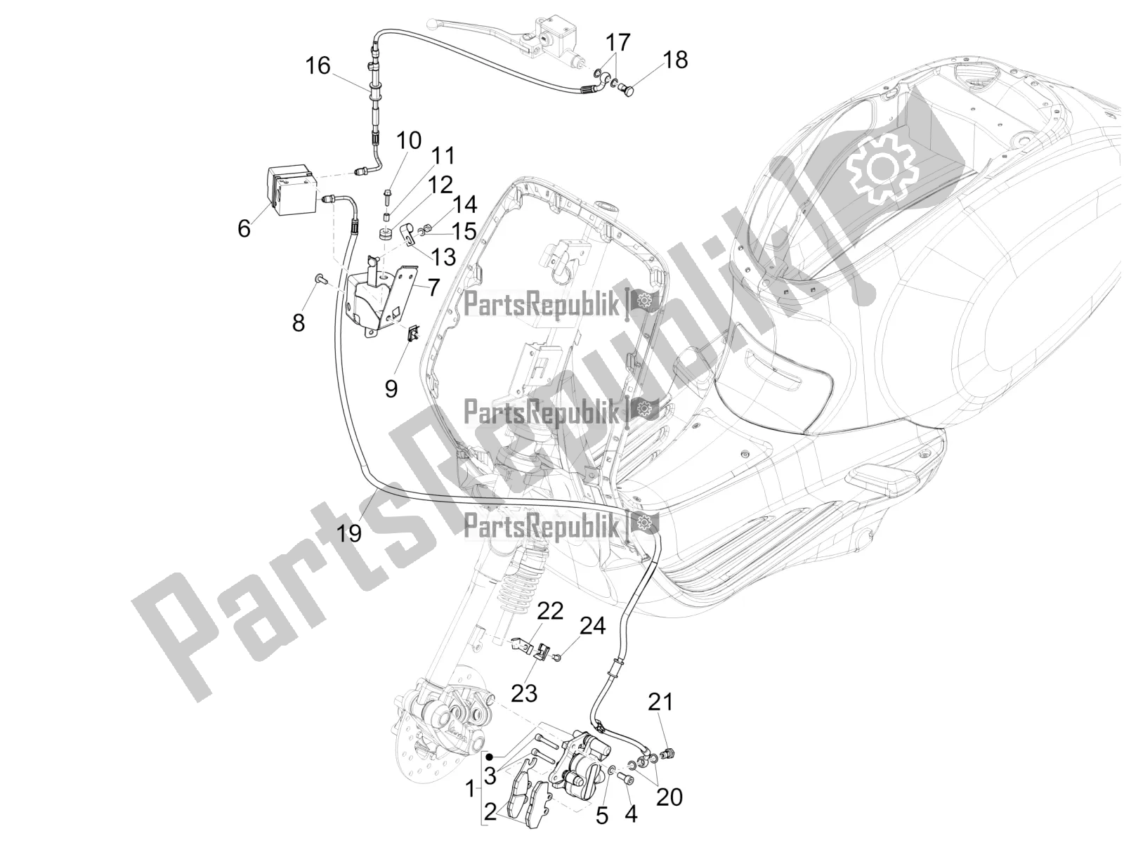 Todas las partes para Frenos Tubos - Pinzas (abs) de Vespa Primavera 150 Iget 2017