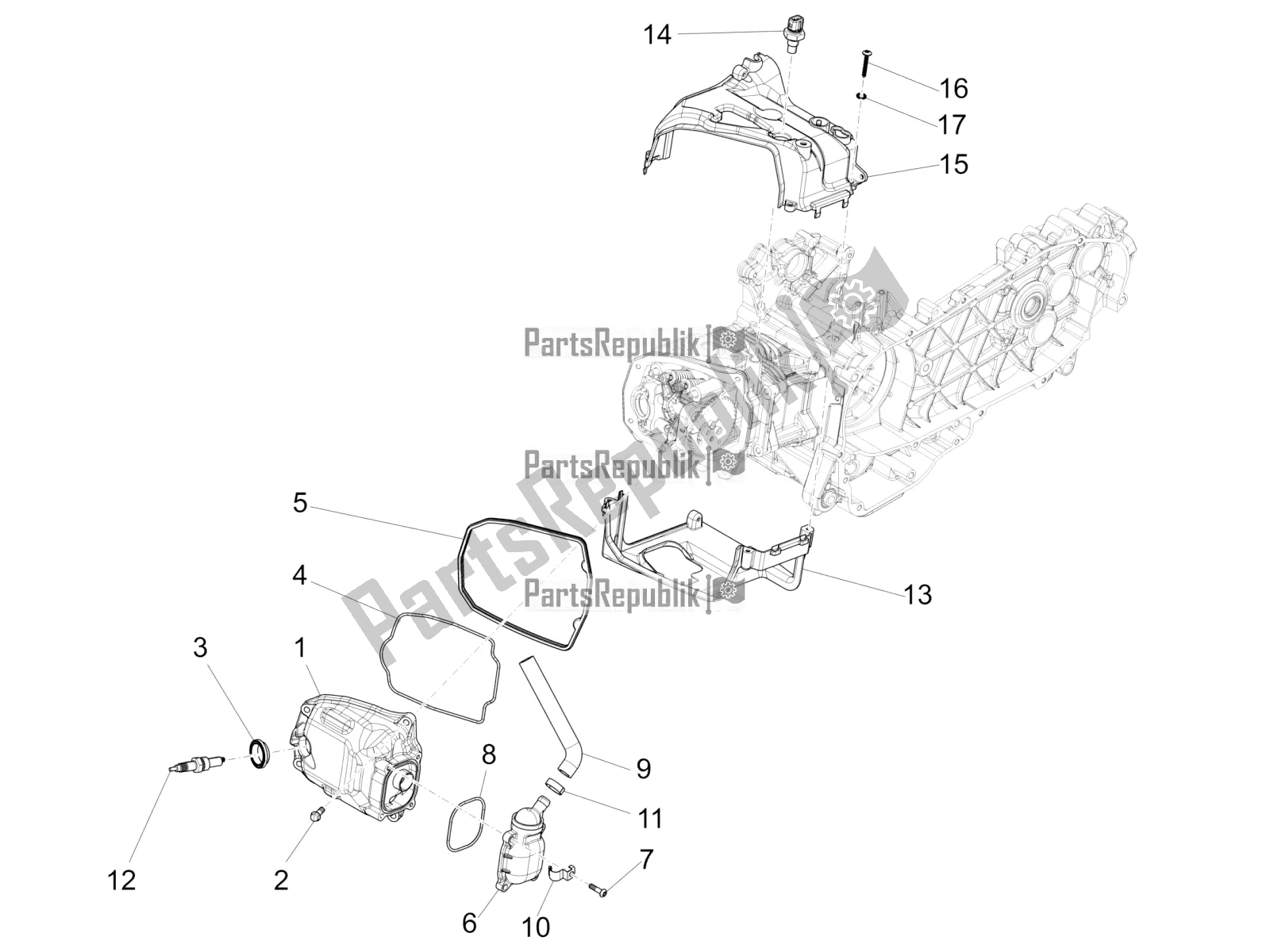 Toutes les pièces pour le Le Couvre-culasse du Vespa Primavera 150 Iget 2017
