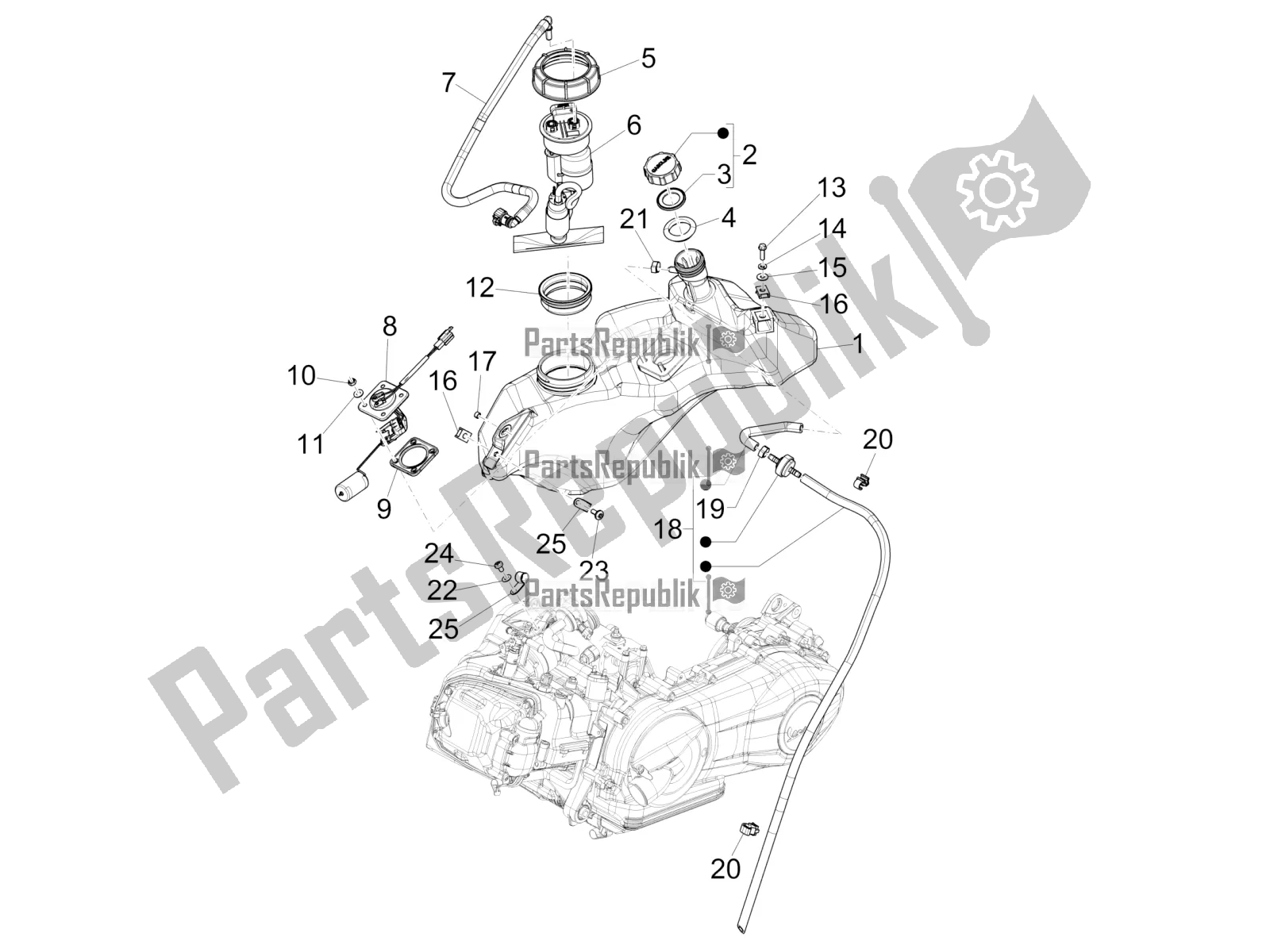 Toutes les pièces pour le Réservoir D'essence du Vespa Primavera 150 Iget 2017