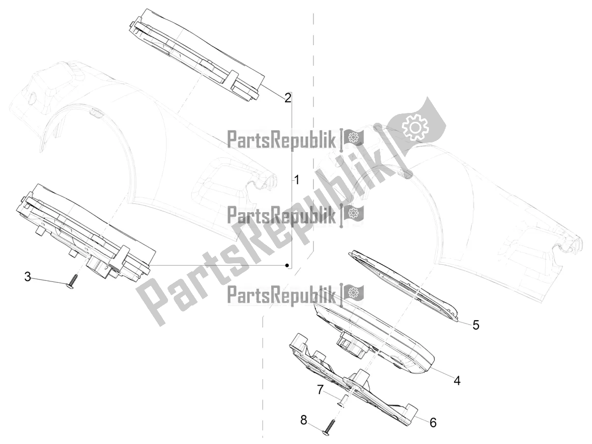 All parts for the Meter Combination - Cruscotto of the Vespa Primavera 150 Iget 2017