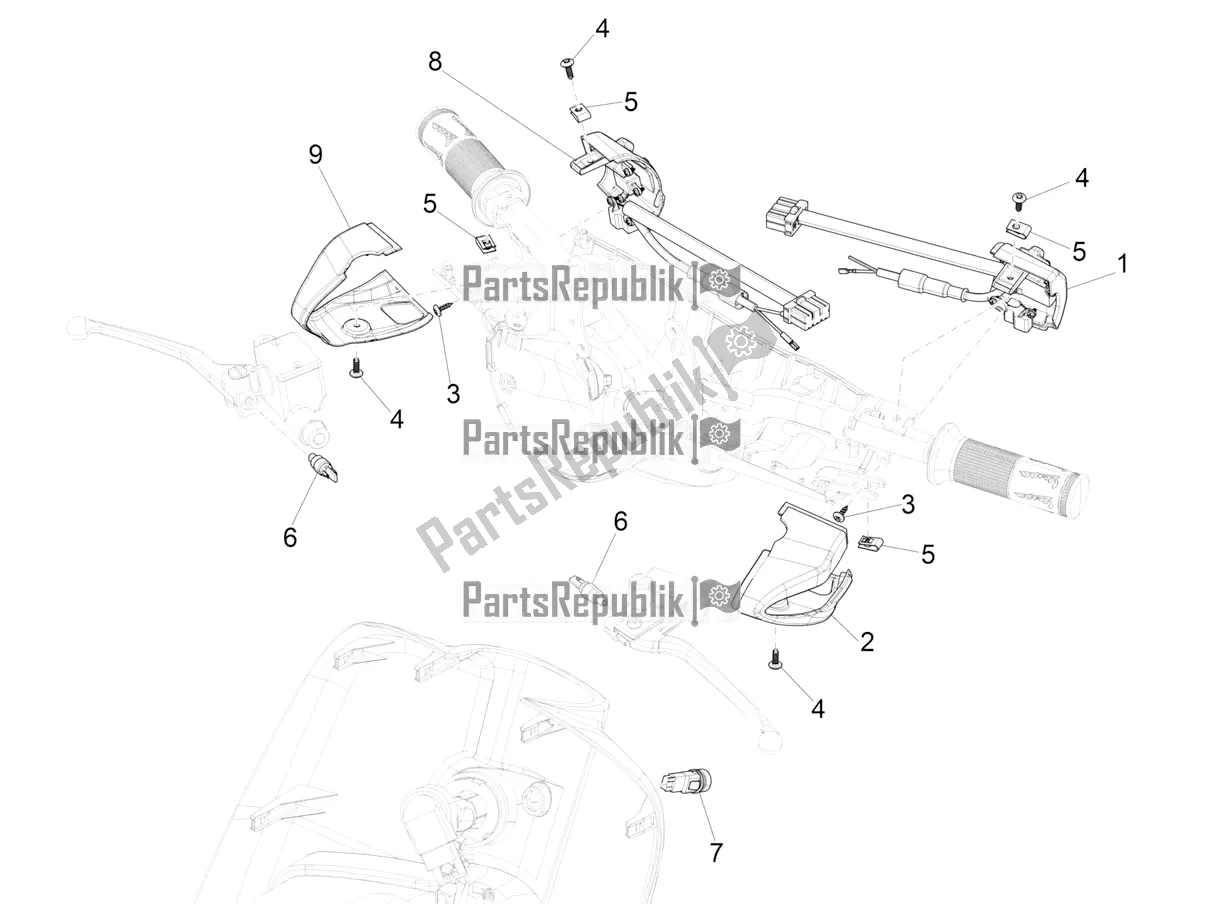 All parts for the Selectors - Switches - Buttons of the Vespa Primavera 150 Iget 2017