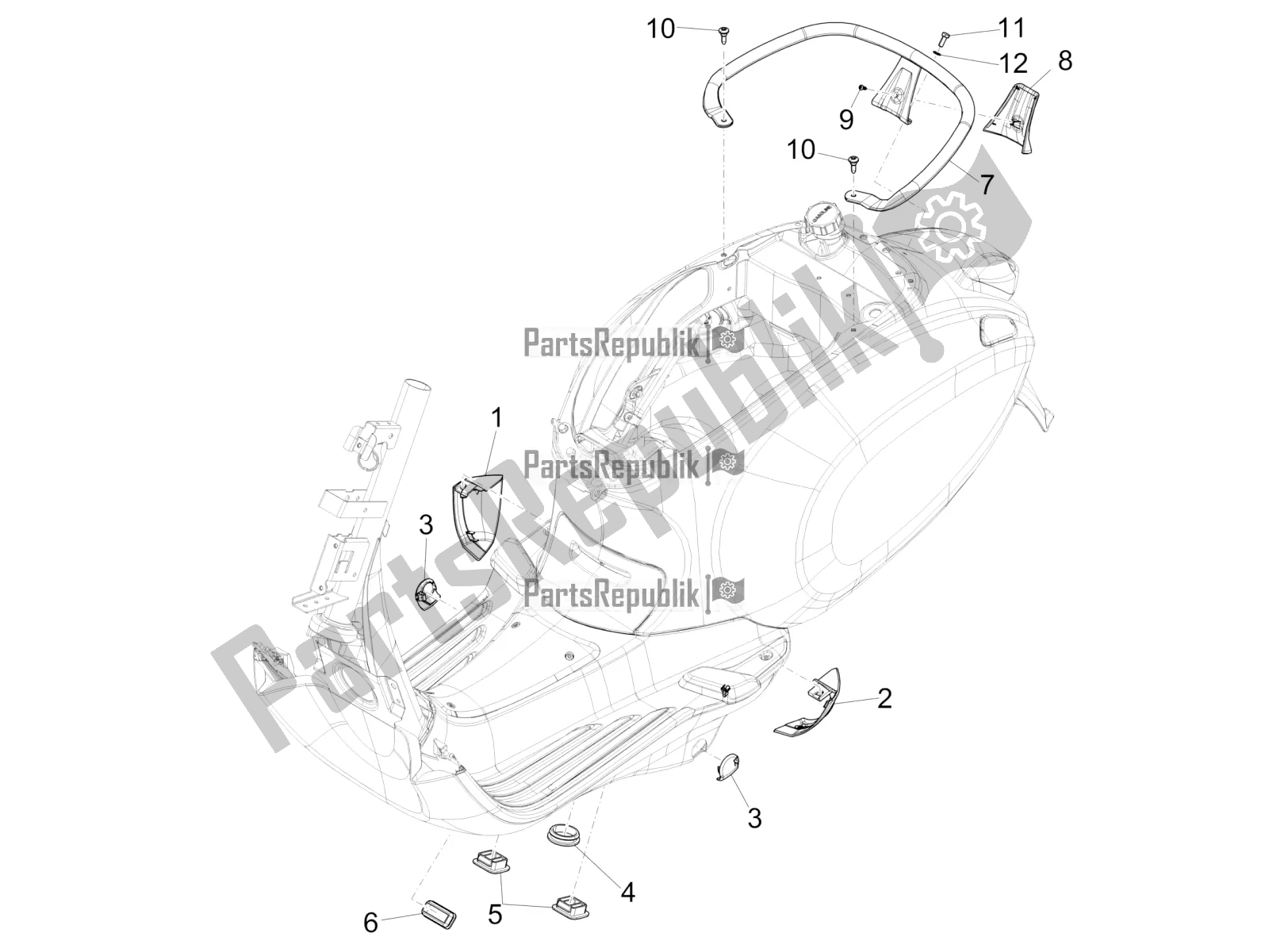 Toutes les pièces pour le Couvercle Latéral - Spoiler du Vespa Primavera 150 Iget 2017