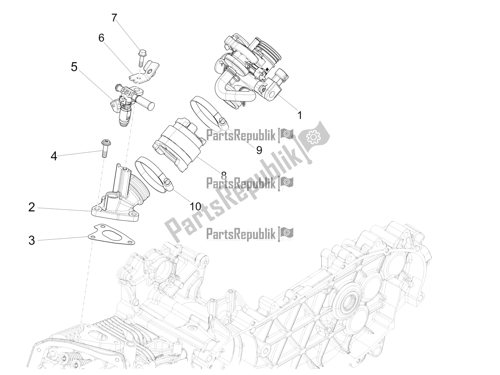 Todas as partes de Throttle Body - Injector - Induction Joint do Vespa Primavera 150 Iget 2017