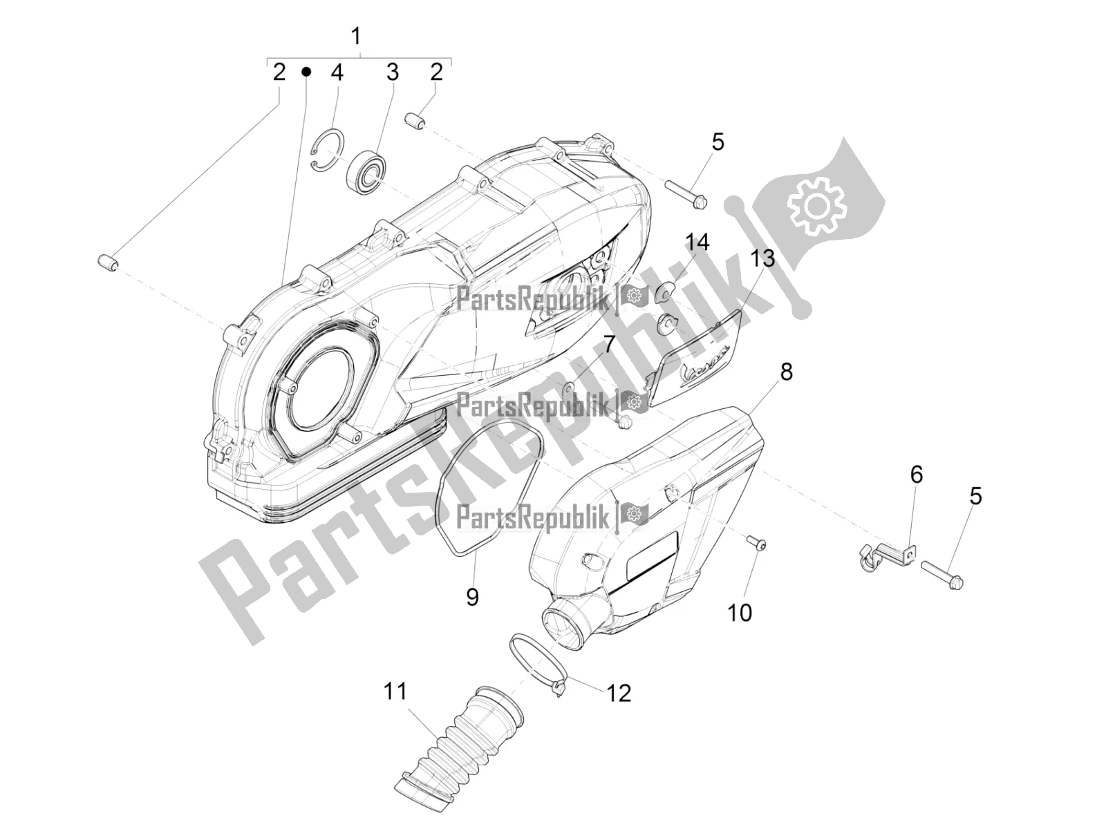 Toutes les pièces pour le Couvercle De Carter - Refroidissement Du Carter du Vespa Primavera 150 Iget 2018