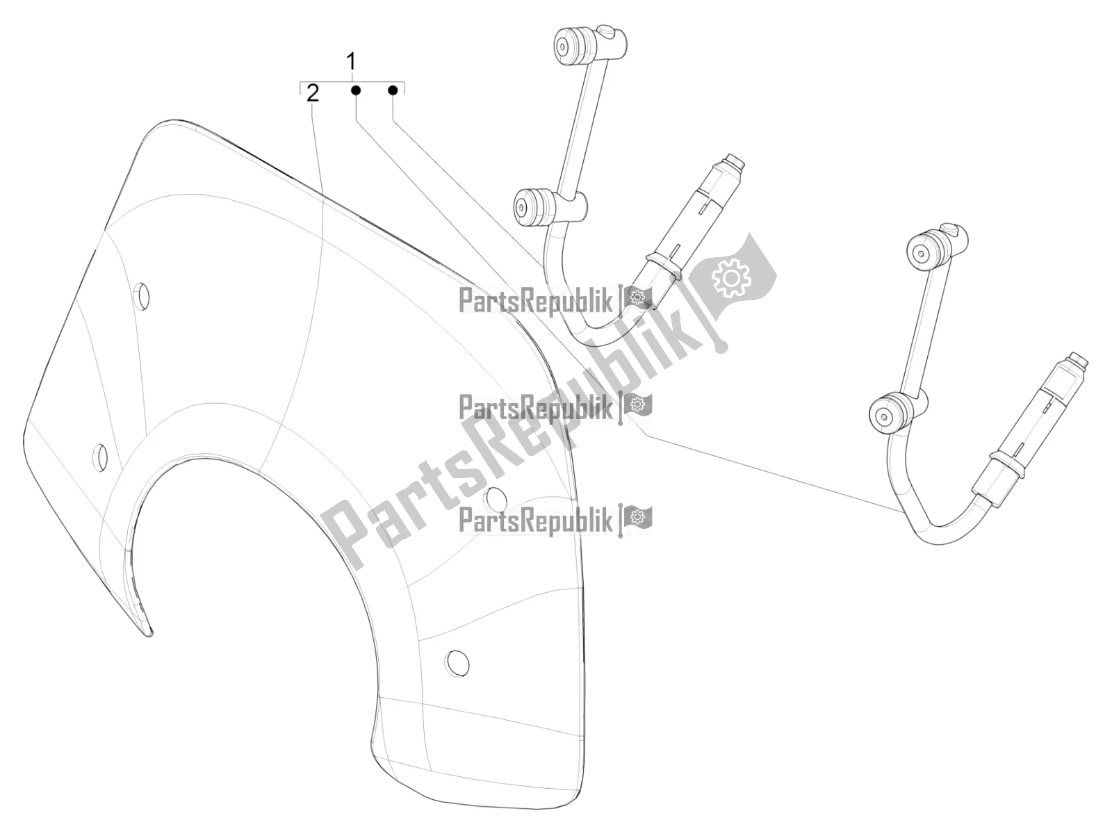 All parts for the Windshield - Glass of the Vespa Primavera 150 Iget 2018