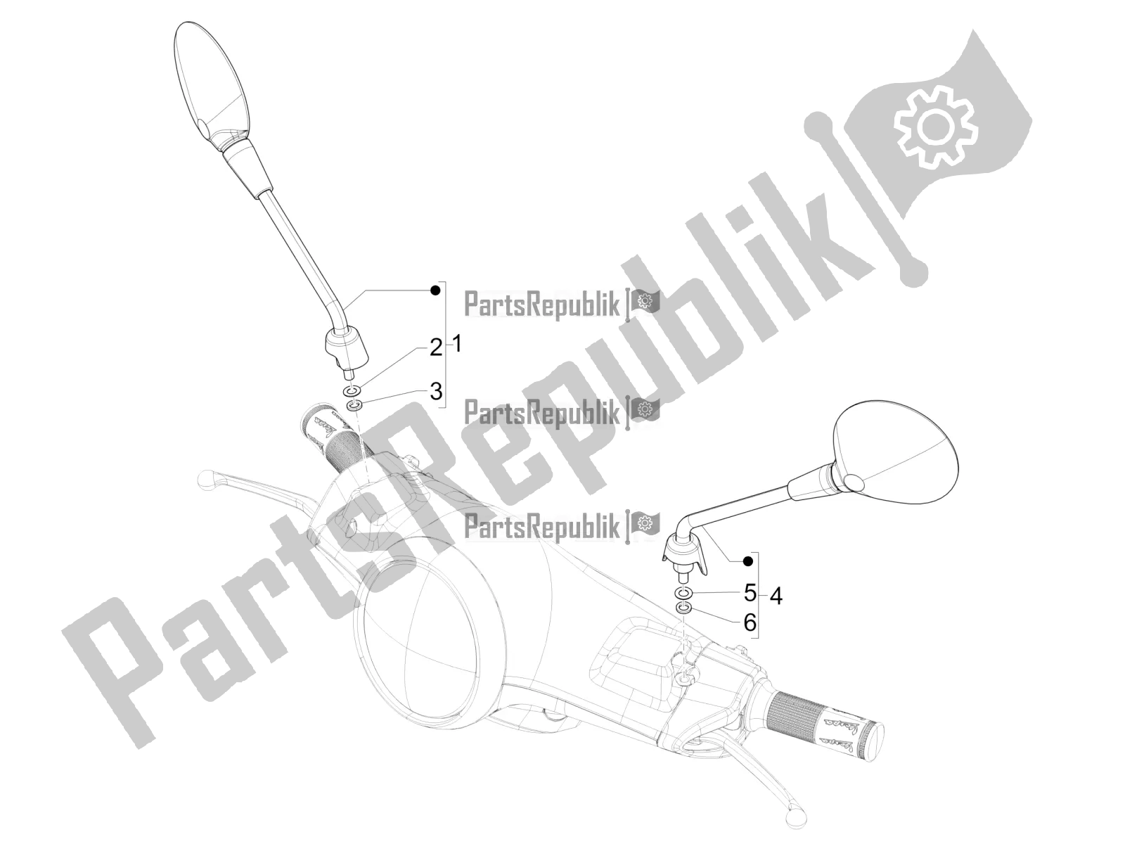 Toutes les pièces pour le Miroir (s) De Conduite du Vespa Primavera 150 Iget 2019