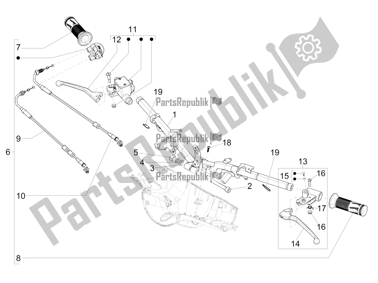 Toutes les pièces pour le Guidon - Master Cil. Du Vespa Primavera 150 Iget 2019