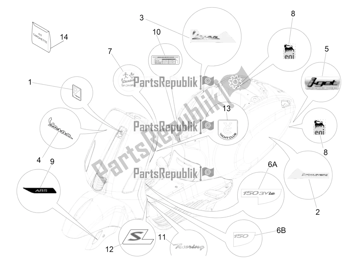 Todas las partes para Placas - Emblemas de Vespa Primavera 150 Iget 2019