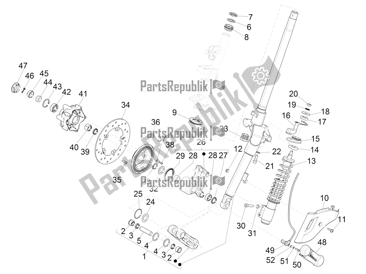 Todas las partes para Horquilla / Tubo De Dirección - Unidad De Rodamiento De Dirección de Vespa Primavera 150 Iget ABS E4 2020