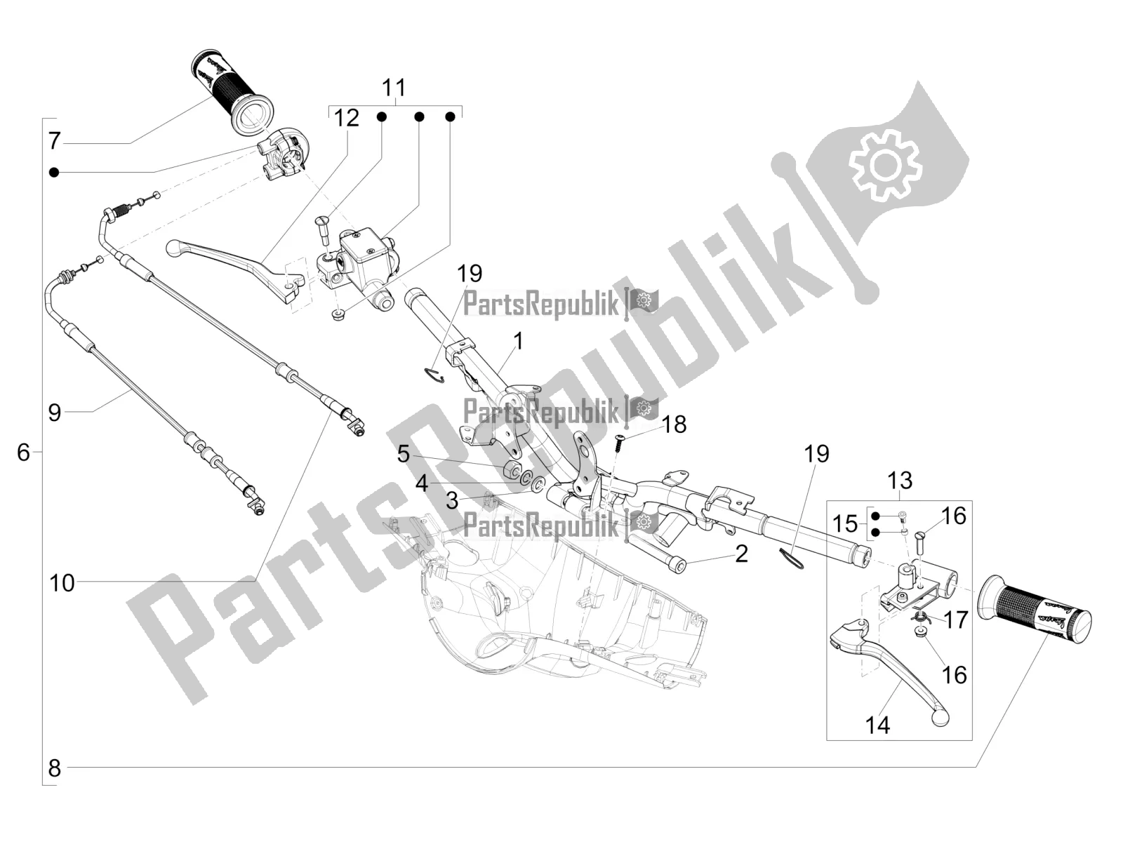 Wszystkie części do Kierownica - Master Cil. Vespa Primavera 150 Iget ABS E4 2020