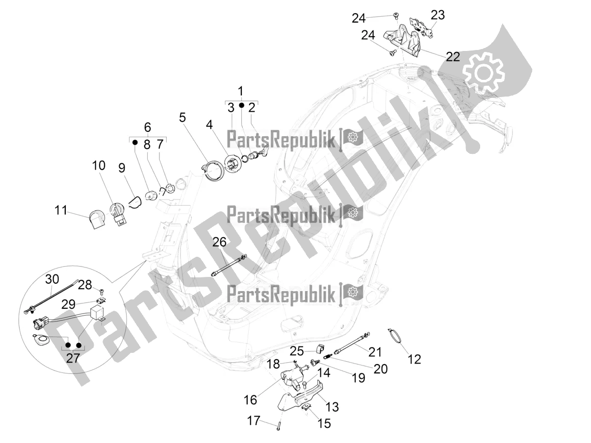 All parts for the Locks of the Vespa Primavera 150 Iget ABS E4 2020