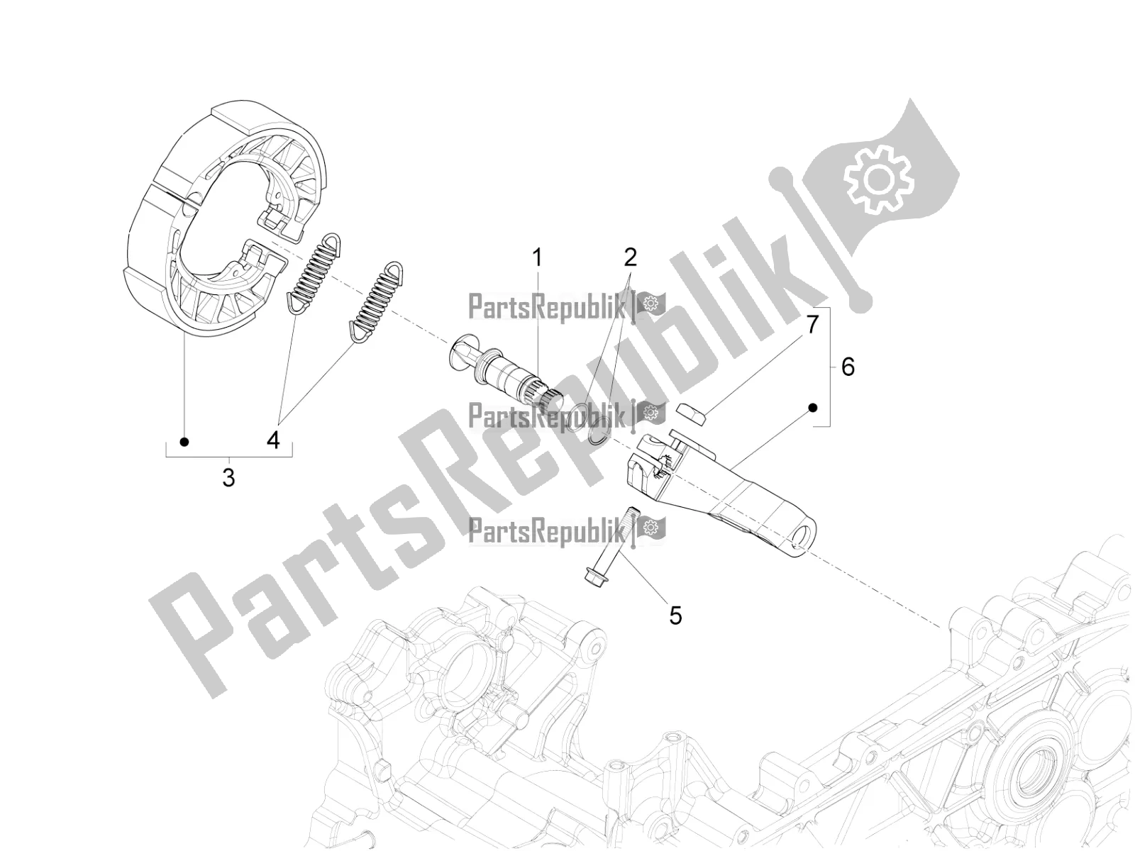 All parts for the Rear Brake - Brake Jaw of the Vespa Primavera 150 Iget ABS E4 2020