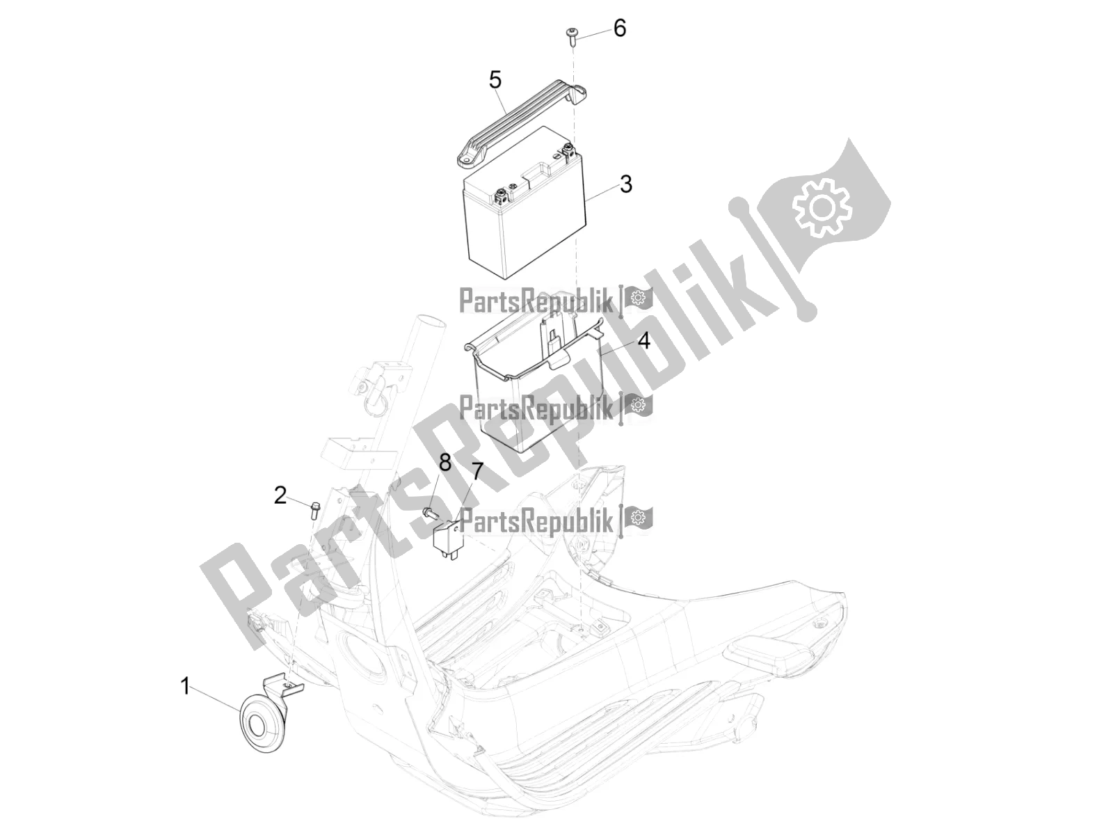 Wszystkie części do Prze?? Czniki Zdalnego Sterowania - Bateria - Klakson Vespa Primavera 150 Iget ABS E4 2020