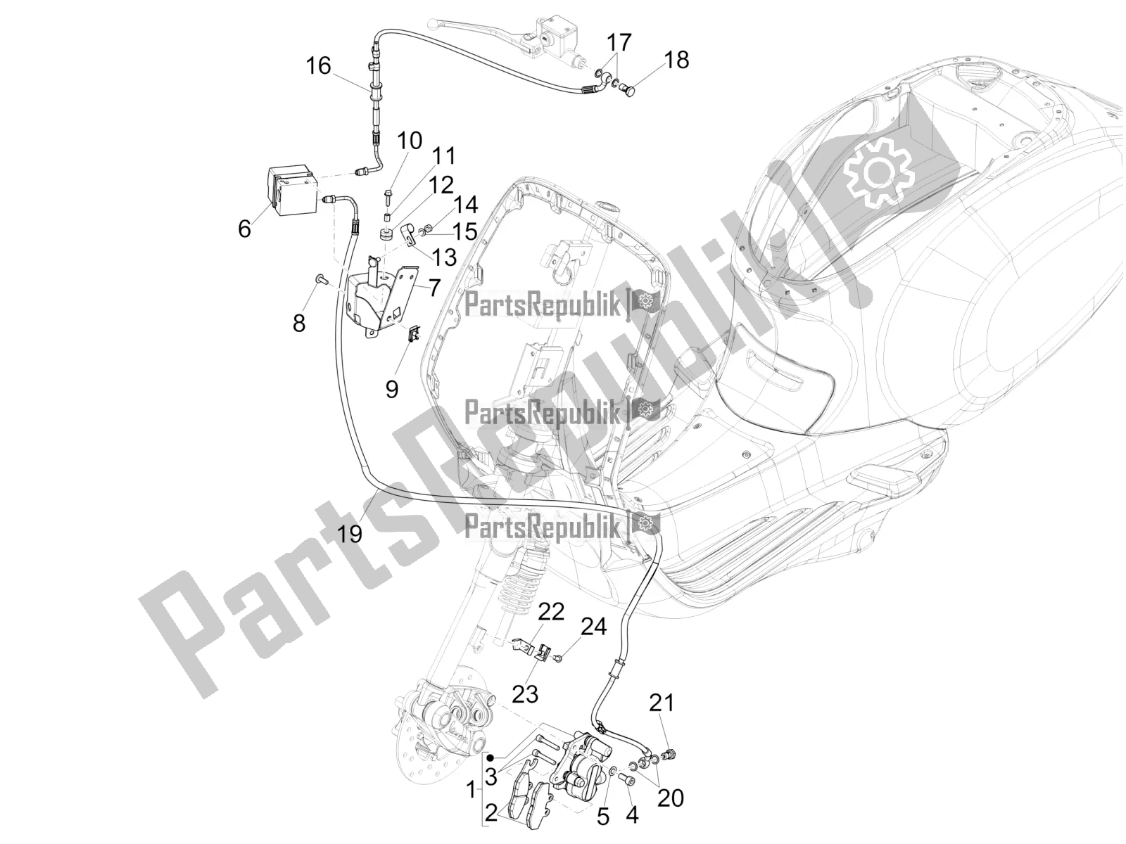 Todas las partes para Frenos Tubos - Pinzas (abs) de Vespa Primavera 150 Iget ABS E5 2020