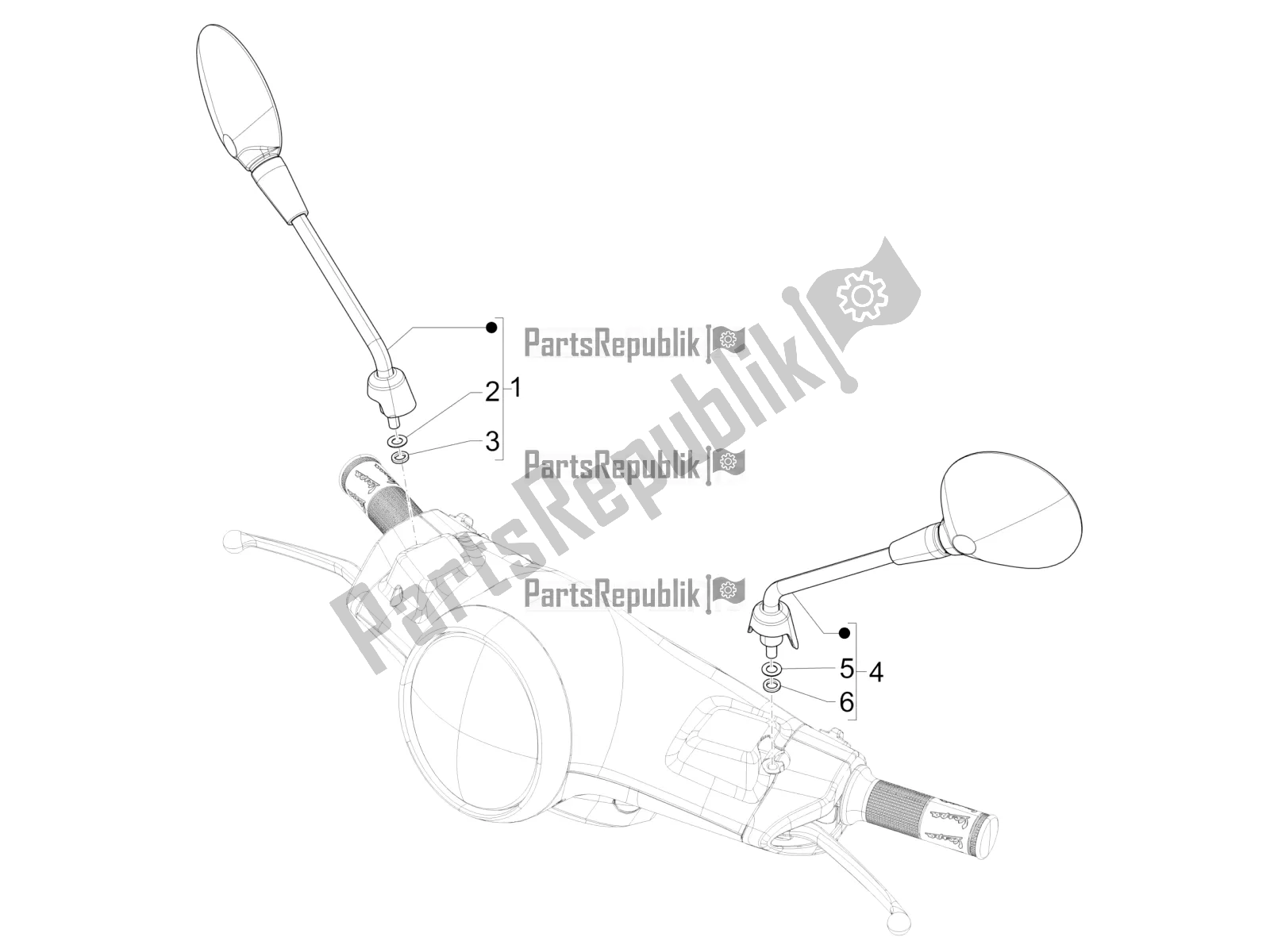 Toutes les pièces pour le Miroir (s) De Conduite du Vespa Primavera 150 Iget ABS E5 2020