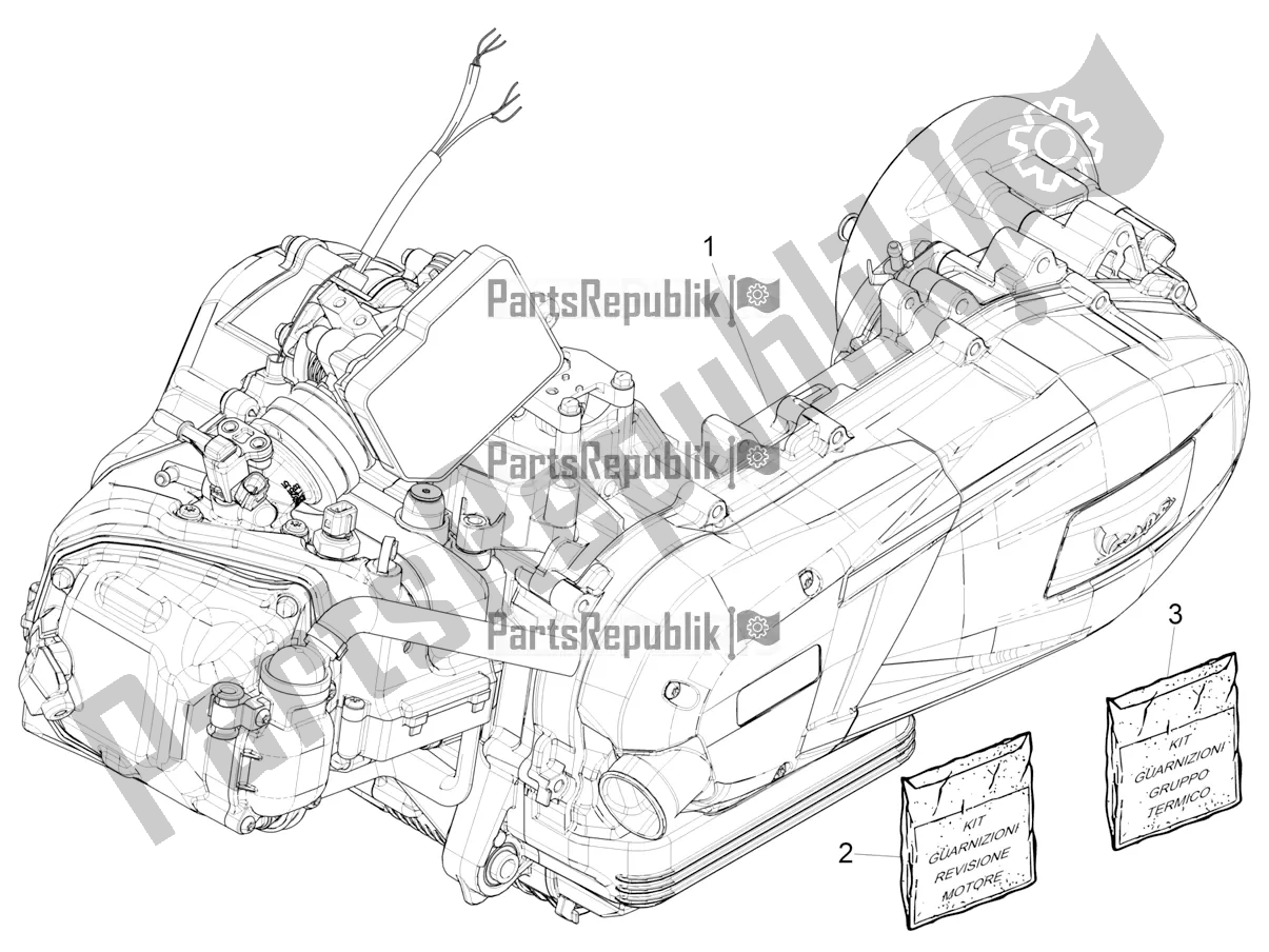All parts for the Engine, Assembly of the Vespa Primavera 150 Iget ABS E5 2020