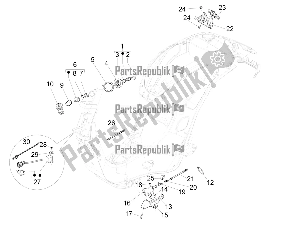 Todas las partes para Cerraduras de Vespa Primavera 150 Iget ABS E5 2020