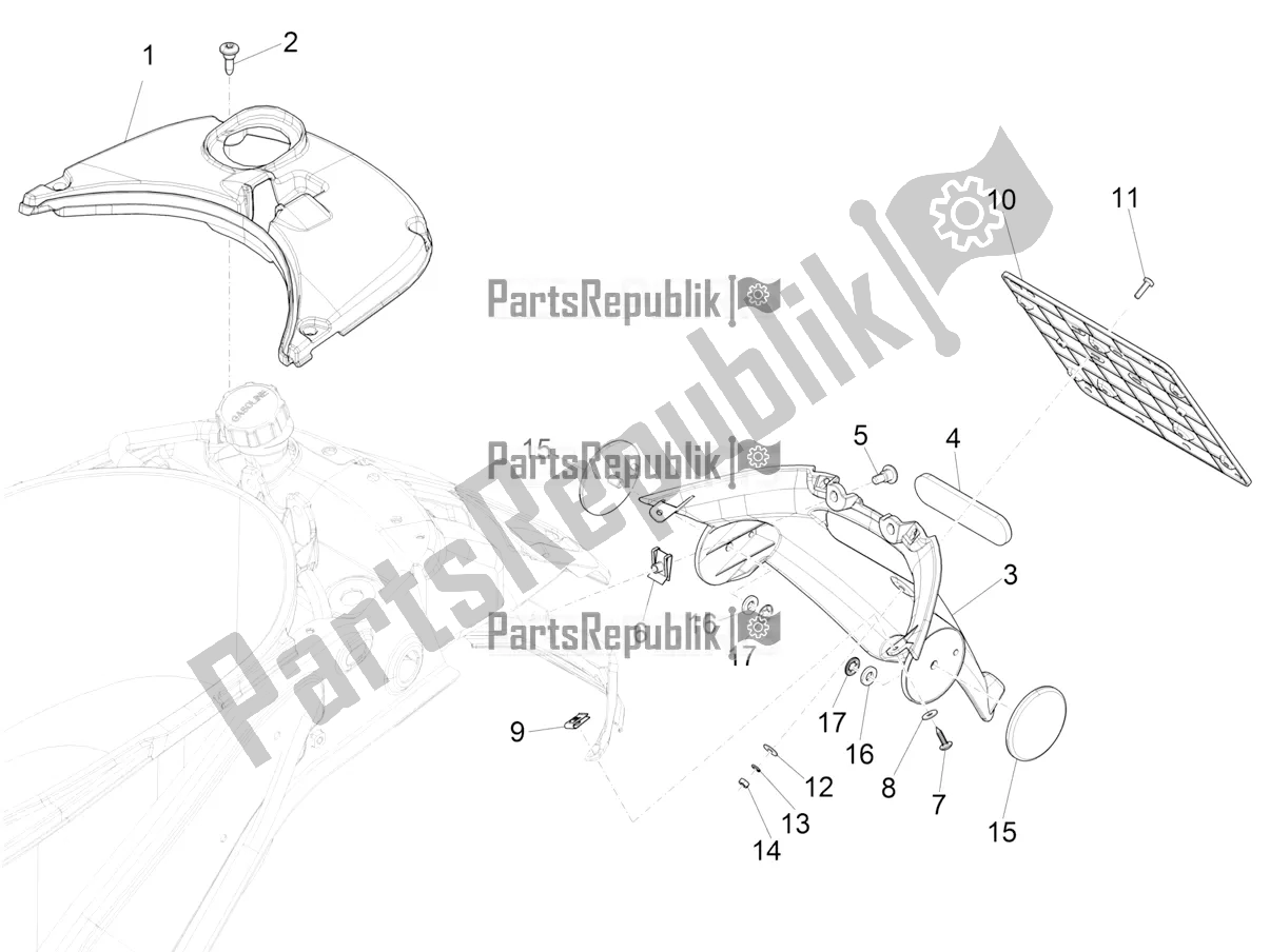 Toutes les pièces pour le Capot Arrière - Protection Contre Les éclaboussures du Vespa Primavera 150 Iget ABS E5 2020