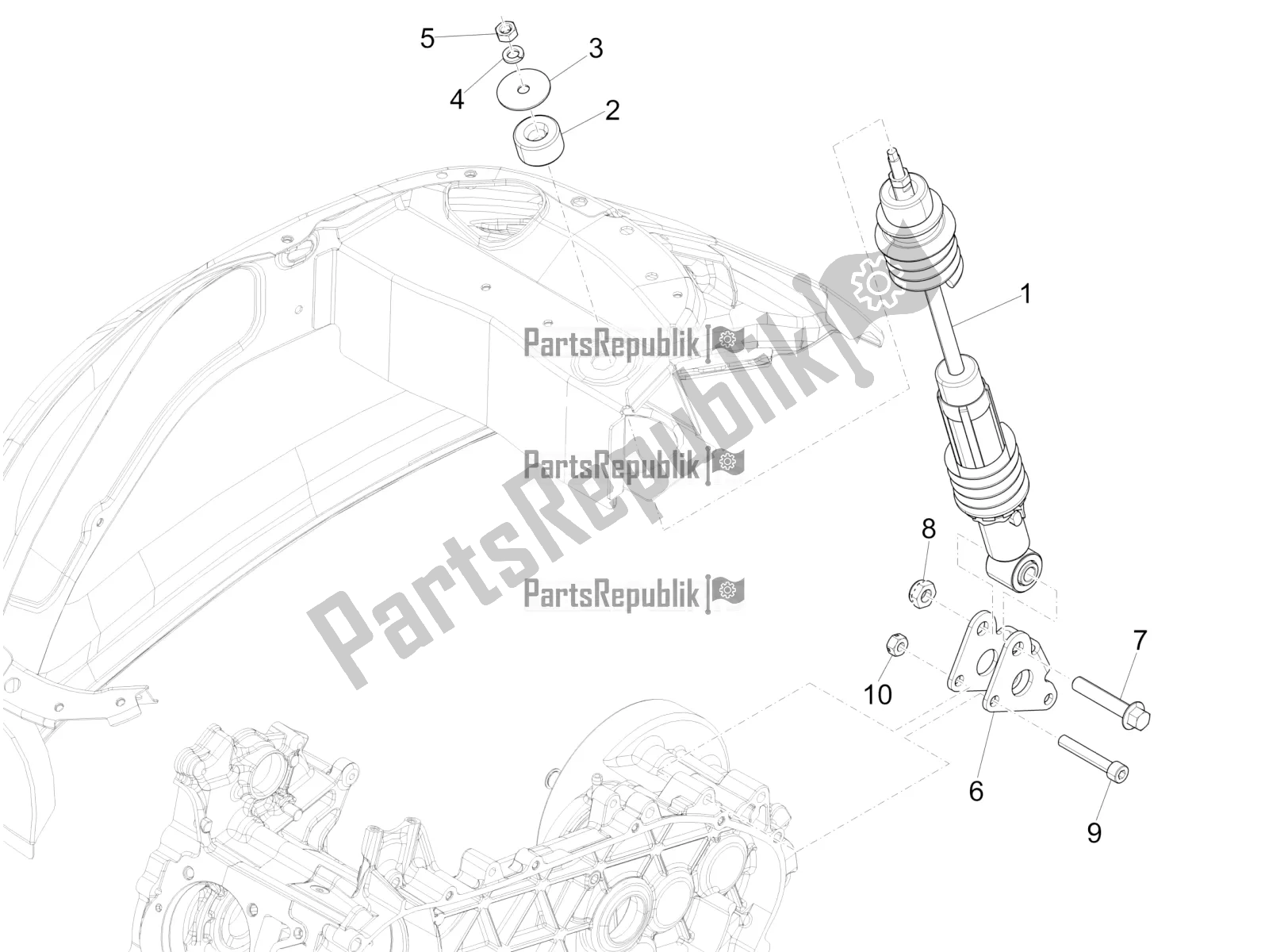 Todas las partes para Suspensión Trasera - Amortiguador / S de Vespa Primavera 150 Iget ABS E5 2020