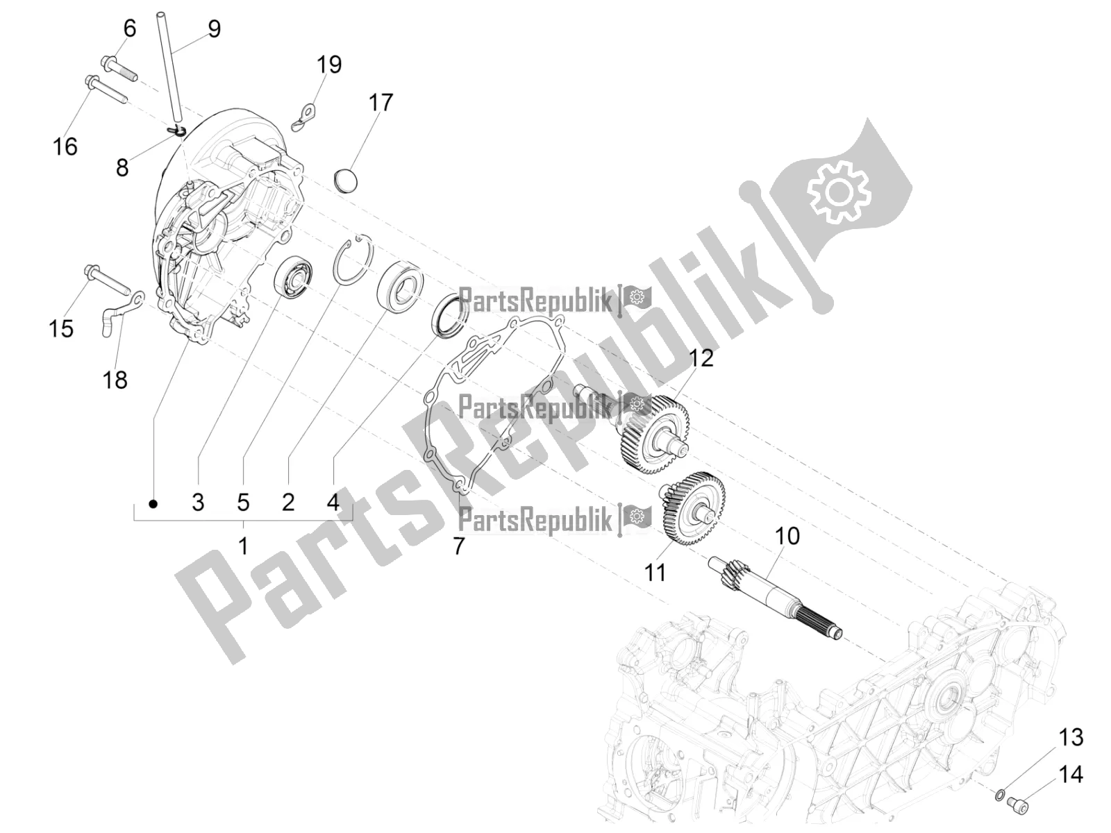 All parts for the Reduction Unit of the Vespa Primavera 150 Iget ABS E5 2020