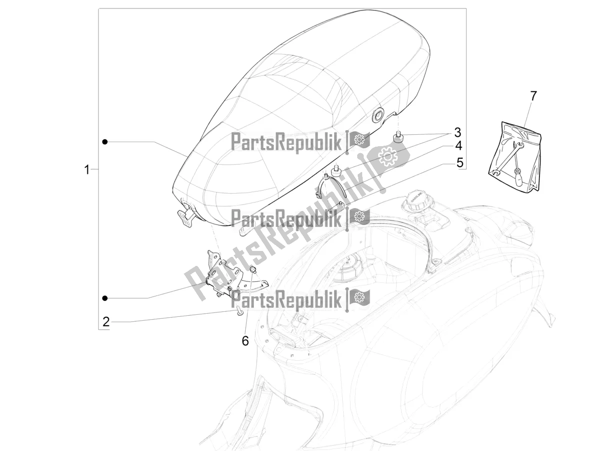 Todas las partes para Silla De Montar / Asientos de Vespa Primavera 150 Iget ABS E5 2020