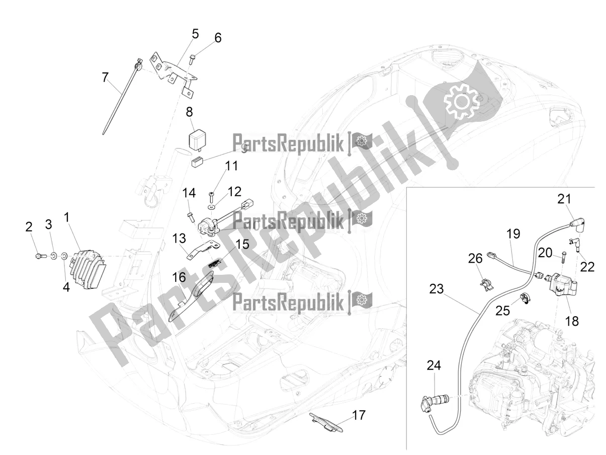 Todas as partes de Reguladores De Tensão - Unidades De Controle Eletrônico (ecu) - H. T. Bobina do Vespa Primavera 150 Iget ABS E5 2020
