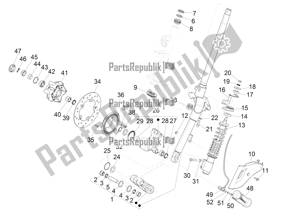 Todas as partes de Garfo / Tubo De Direção - Unidade De Rolamento De Direção do Vespa Primavera 150 Iget ABS E5 2021