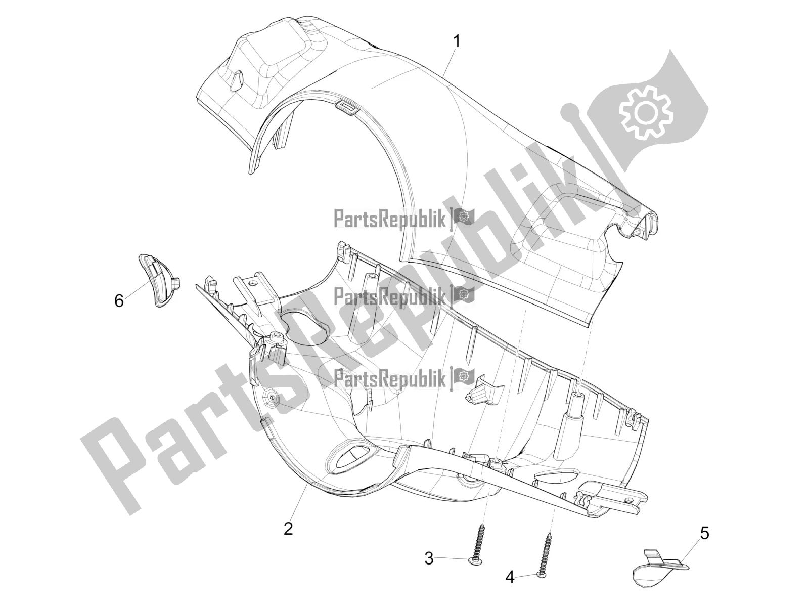 Alle onderdelen voor de Stuurbedekkingen van de Vespa Primavera 150 Iget ABS E5 2021