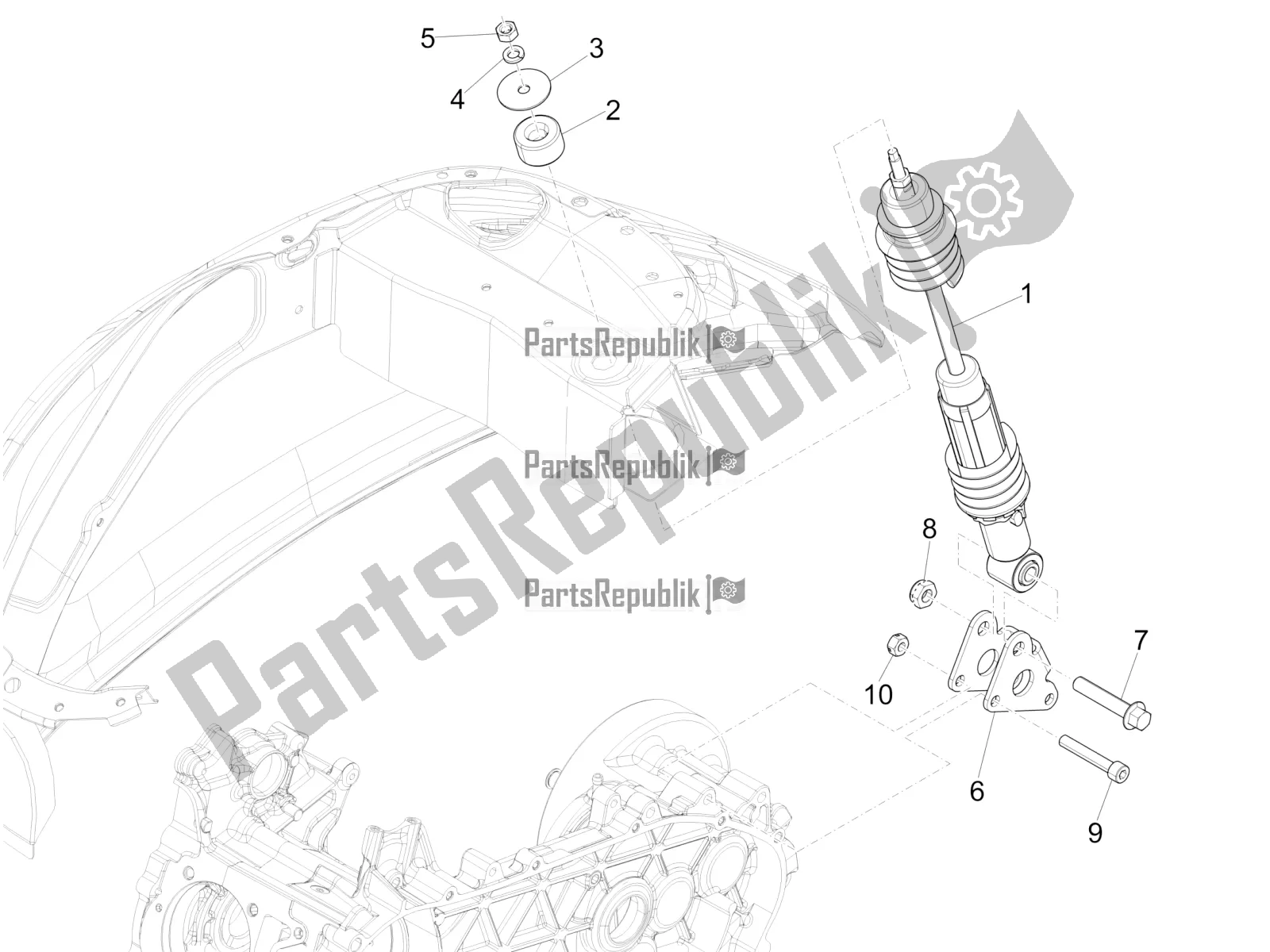 All parts for the Rear Suspension - Shock Absorber/s of the Vespa Primavera 150 Iget ABS E5 2021