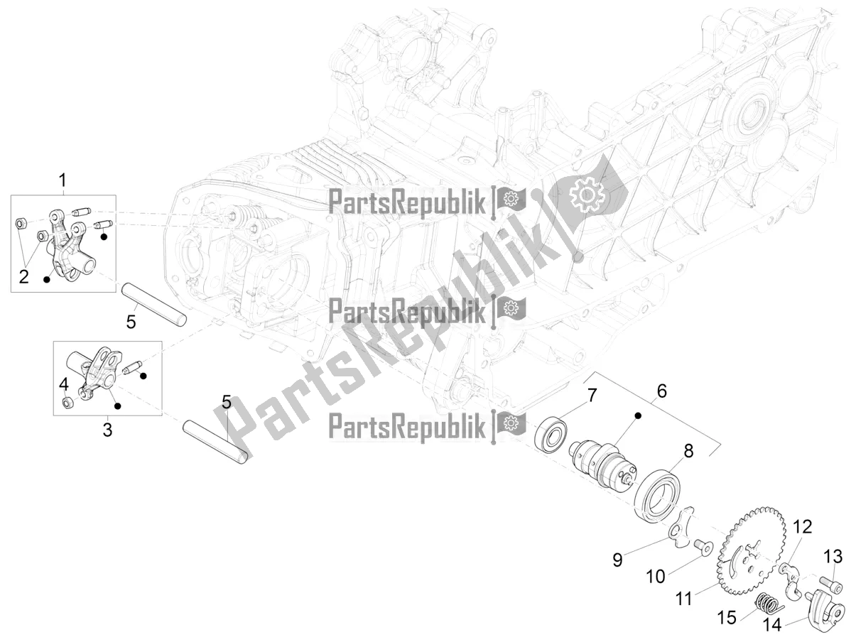 All parts for the Rocking Levers Support Unit of the Vespa Primavera 150 Iget ABS E5 2021