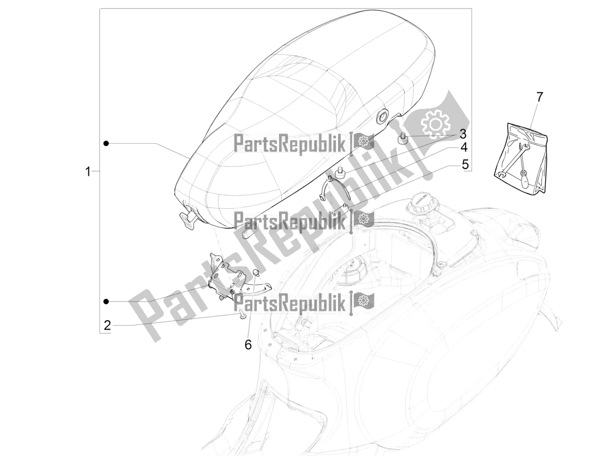 All parts for the Saddle/seats of the Vespa Primavera 150 Iget ABS E5 2021