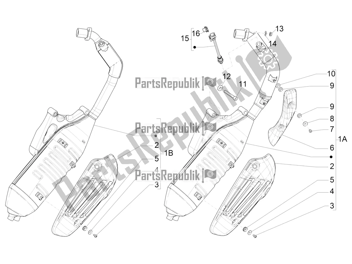 All parts for the Silencer of the Vespa Primavera 150 Iget ABS E5 2021