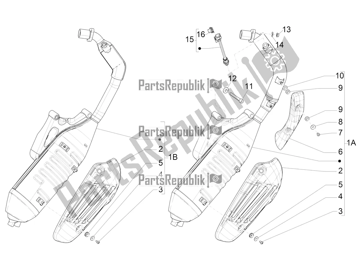 Todas as partes de Silenciador do Vespa Primavera 150 Iget ABS E5 2021