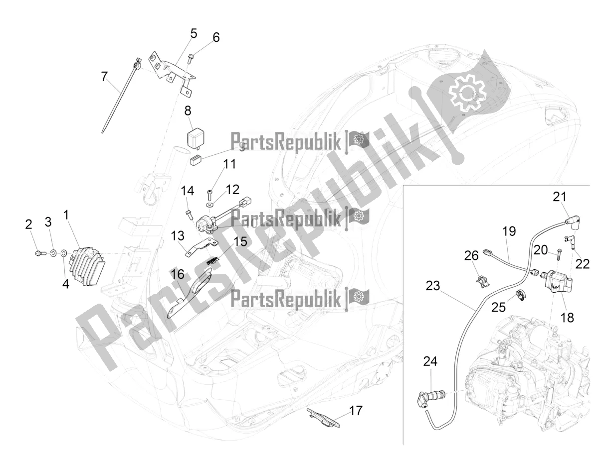 Wszystkie części do Regulatory Napi? Cia - Elektroniczne Jednostki Steruj? Ce (ecu) - H. T. Cewka Vespa Primavera 150 Iget ABS E5 2021