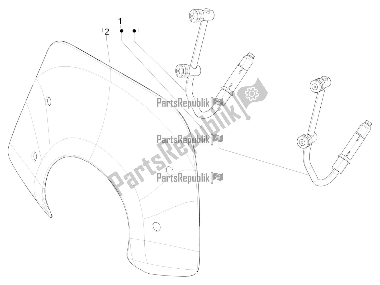 All parts for the Windshield - Glass of the Vespa Primavera 150 Iget ABS E5 2021