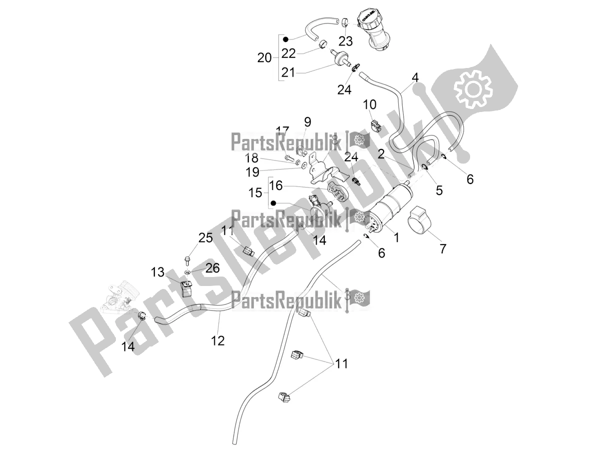 Toutes les pièces pour le Système Anti-percolation du Vespa Primavera 150 Iget ABS E5 2022