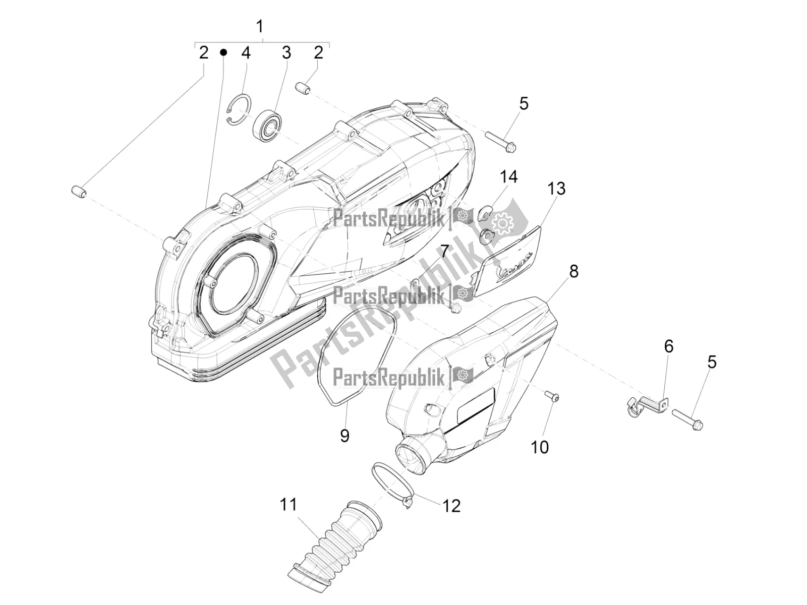 Toutes les pièces pour le Couvercle De Carter - Refroidissement Du Carter du Vespa Primavera 150 Iget ABS E5 2022