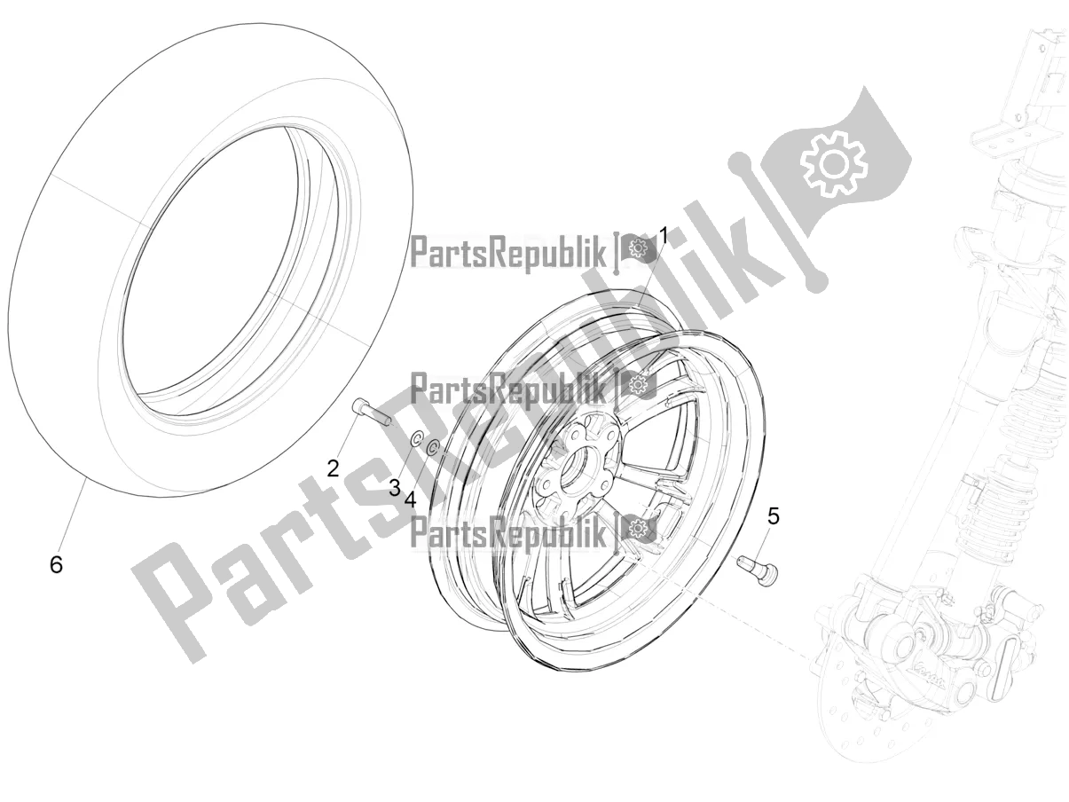 Todas las partes para Rueda Delantera de Vespa Primavera 150 Iget ABS E5 2022