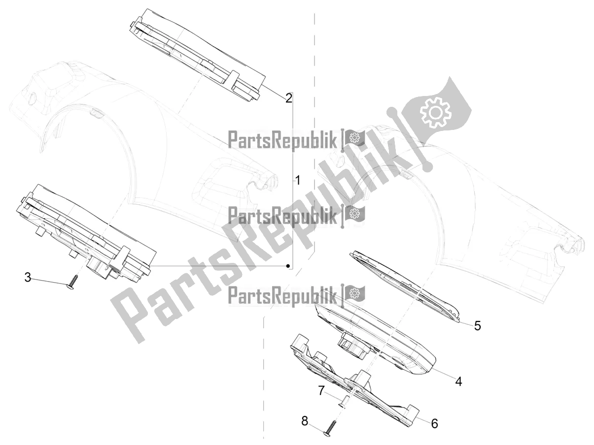 All parts for the Meter Combination - Cruscotto of the Vespa Primavera 150 Iget ABS E5 2022