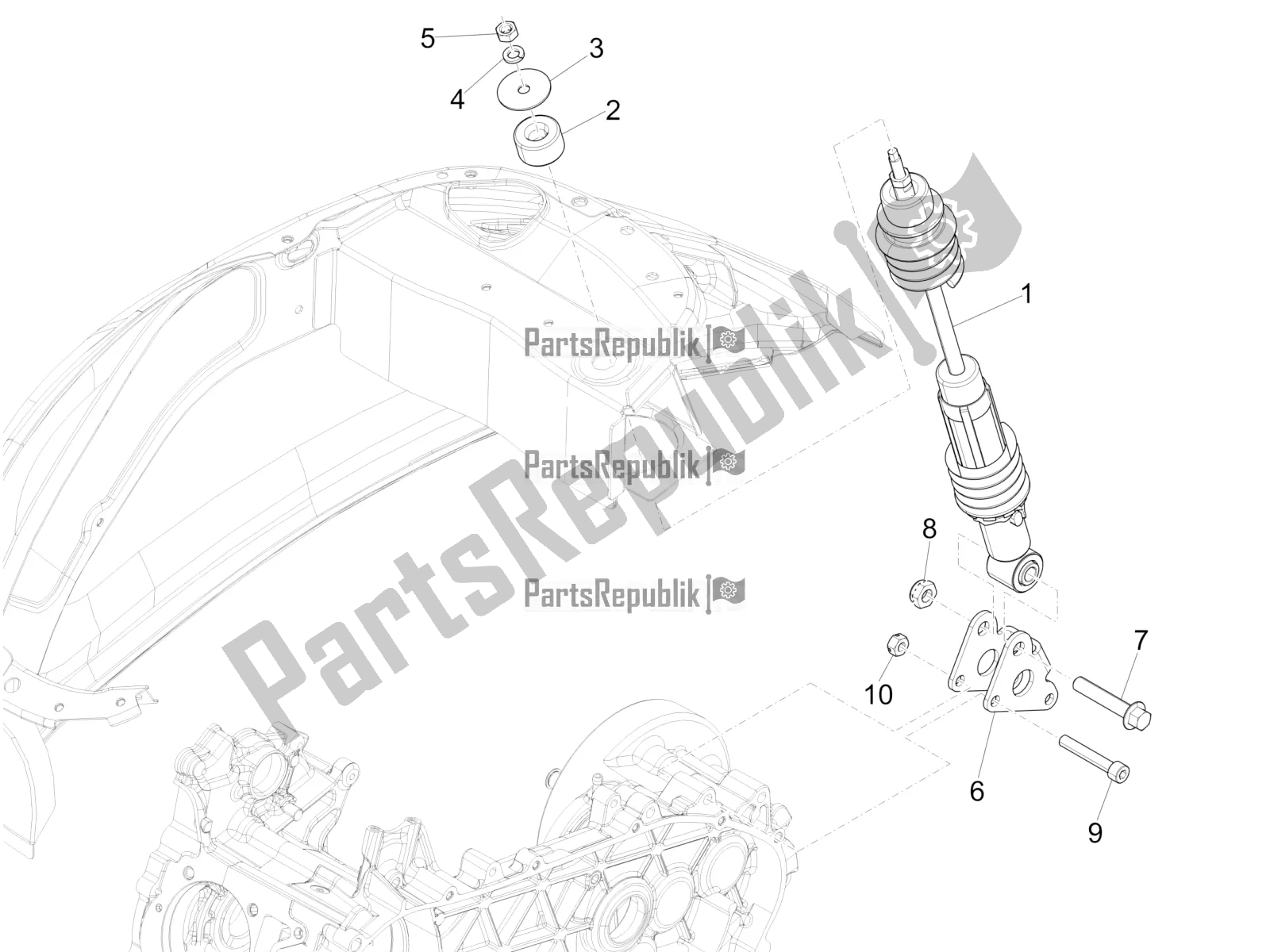 Toutes les pièces pour le Suspension Arrière - Amortisseur / S du Vespa Primavera 150 Iget ABS E5 2022