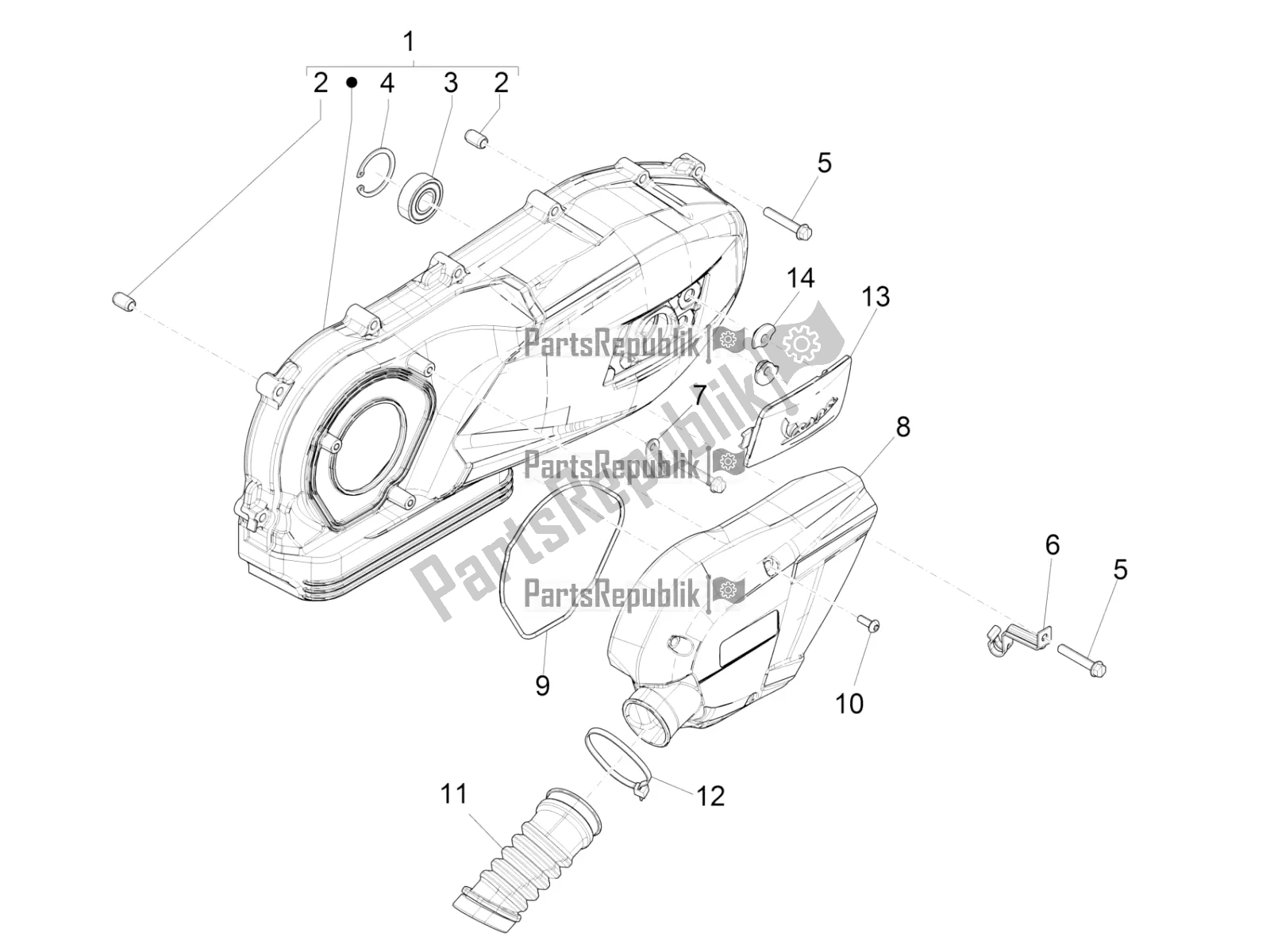 Tutte le parti per il Coperchio Del Carter - Raffreddamento Del Carter del Vespa Primavera 150 Iget ABS USA 2020