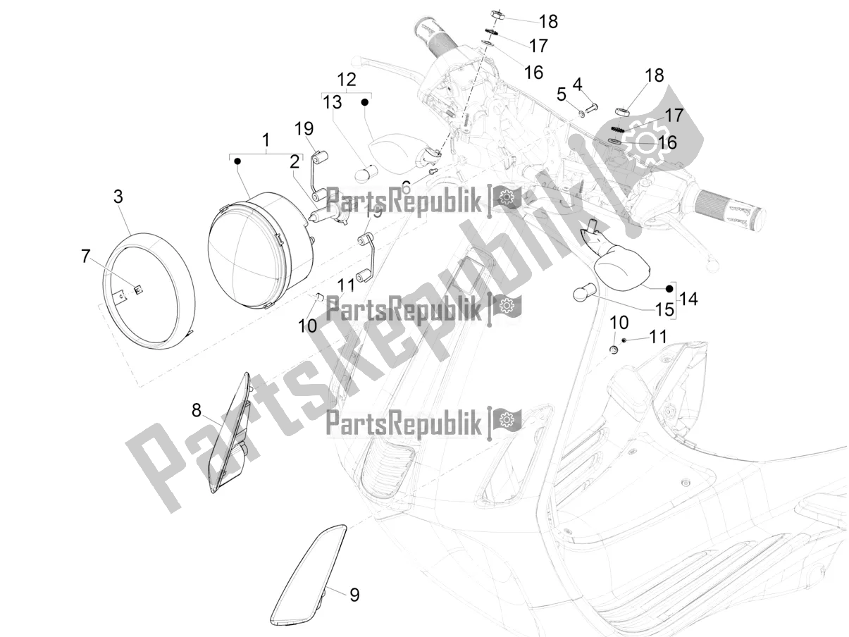 Toutes les pièces pour le Phares Avant - Clignotants du Vespa Primavera 150 Iget ABS USA 2020