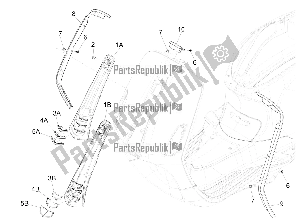 Toutes les pièces pour le Bouclier Avant du Vespa Primavera 150 Iget ABS USA 2020