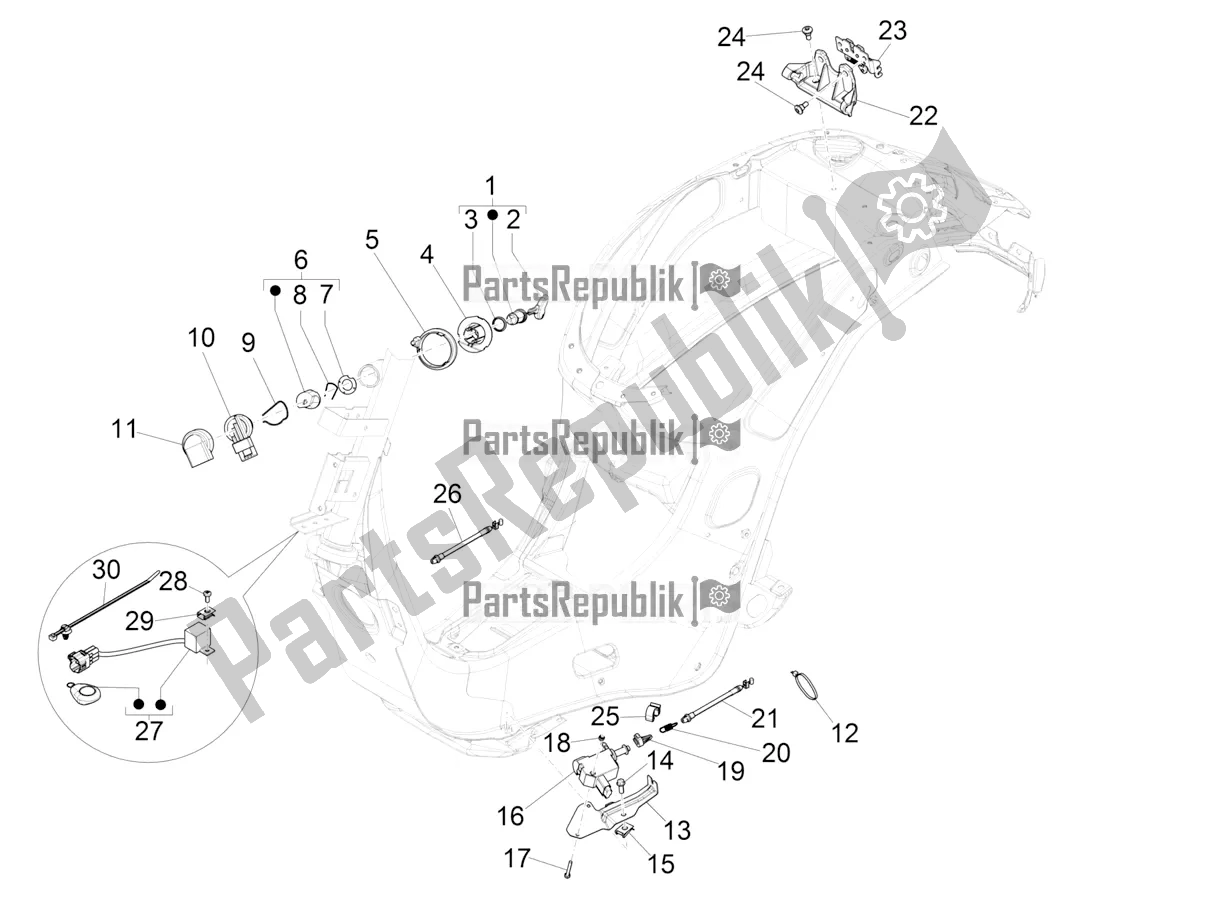 Toutes les pièces pour le Serrures du Vespa Primavera 150 Iget ABS USA 2020