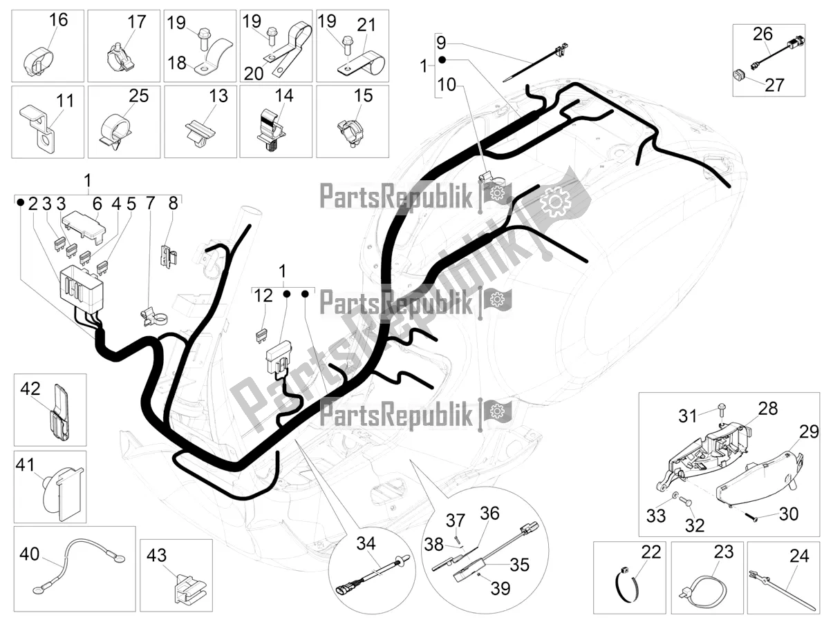 Tutte le parti per il Cablaggio Principale del Vespa Primavera 150 Iget ABS USA 2020