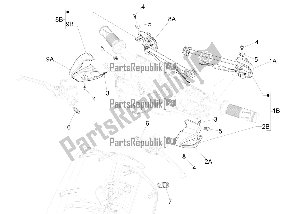 Tutte le parti per il Selettori - Interruttori - Pulsanti del Vespa Primavera 150 Iget ABS USA 2020